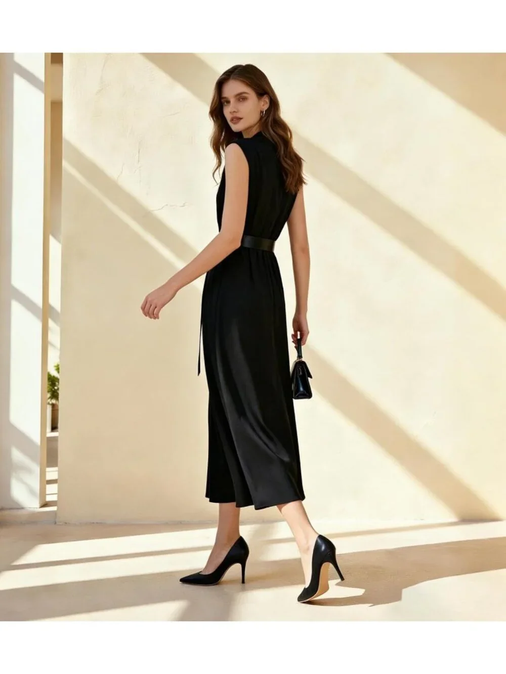 Women's Black Matte Closed Pointed Toe High Heel Pump Slip On Party Dress Shoes